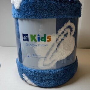 The Big One Oversized Sherpa Throw Blanket Blue Stars and Planets  50” x 60”